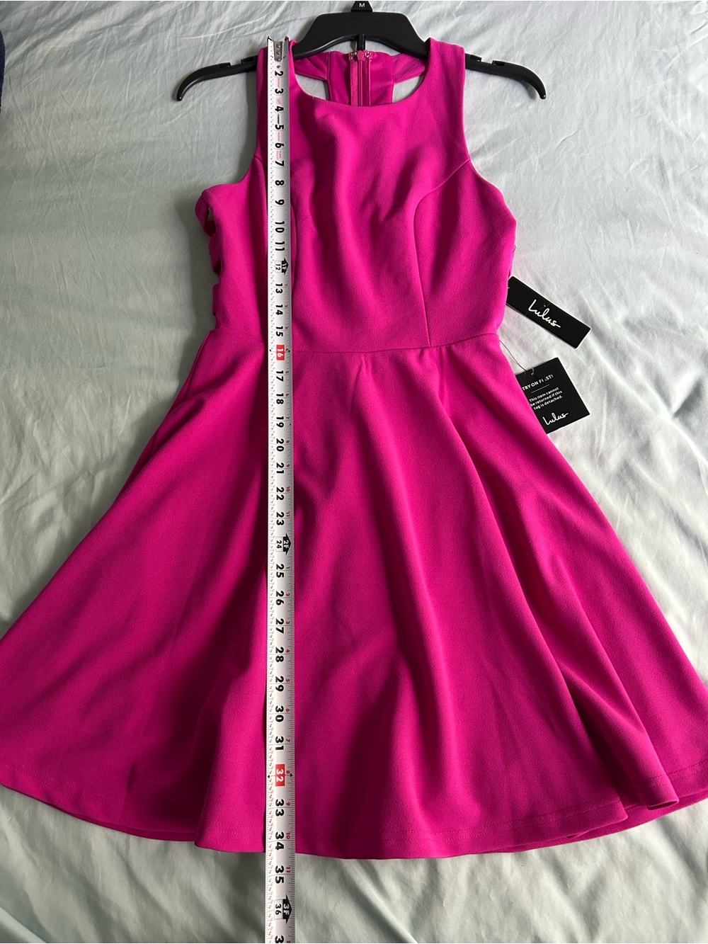 Lulus Call Back Fuchsia Pink Backless fit and flare Skater mini Dress size S - Picture 6 of 12